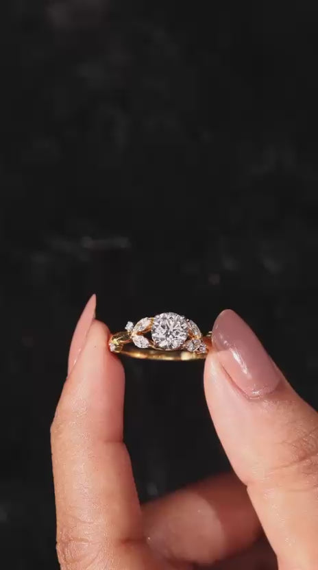 Celestia Round Marquise Engagement Ring