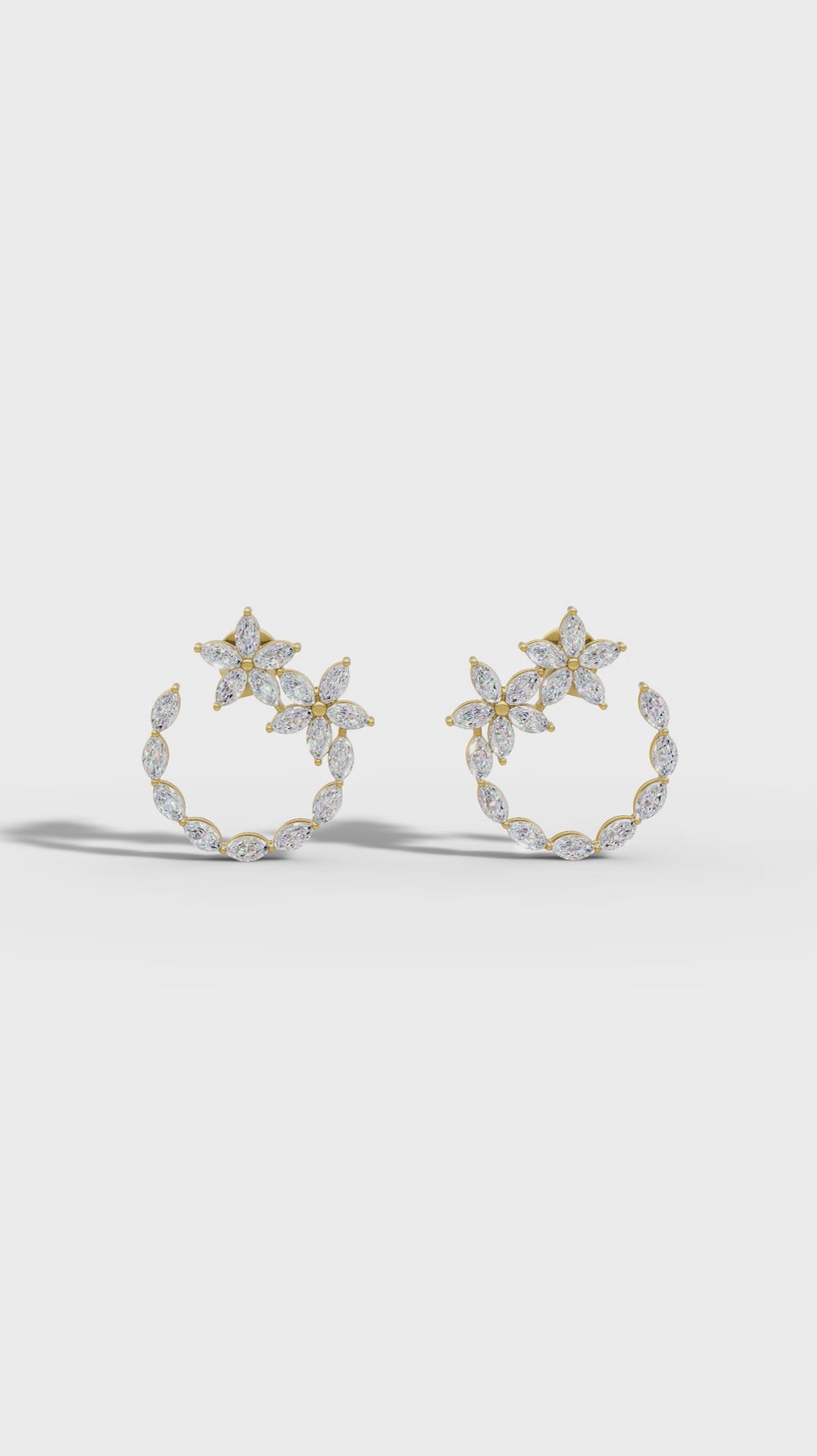 Celestial Blossom Open Circle marquise Cut Earrings