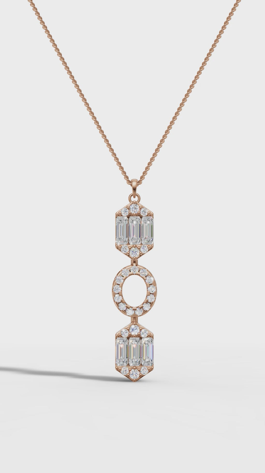 Art Deco Baguette and Round Diamond Pendant