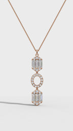 Art Deco Baguette and Round Diamond Pendant