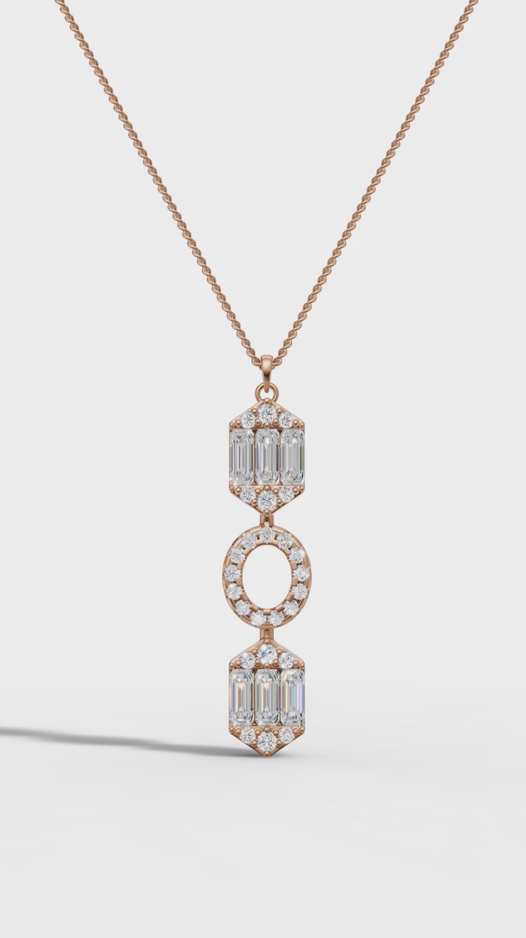 Art Deco Baguette and Round Diamond Pendant