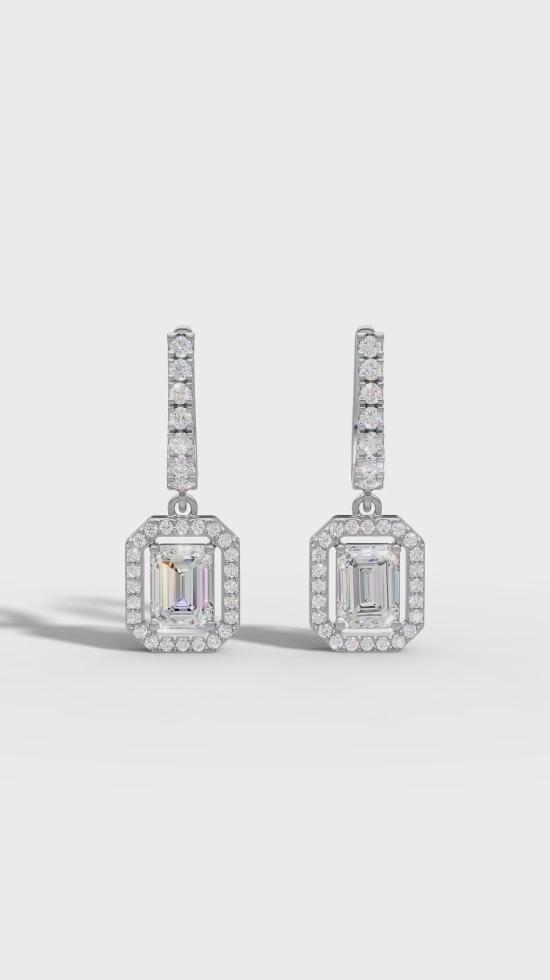 Emerald Halo Drop Huggie Earrings