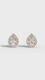Pear Halo Stud Earrings