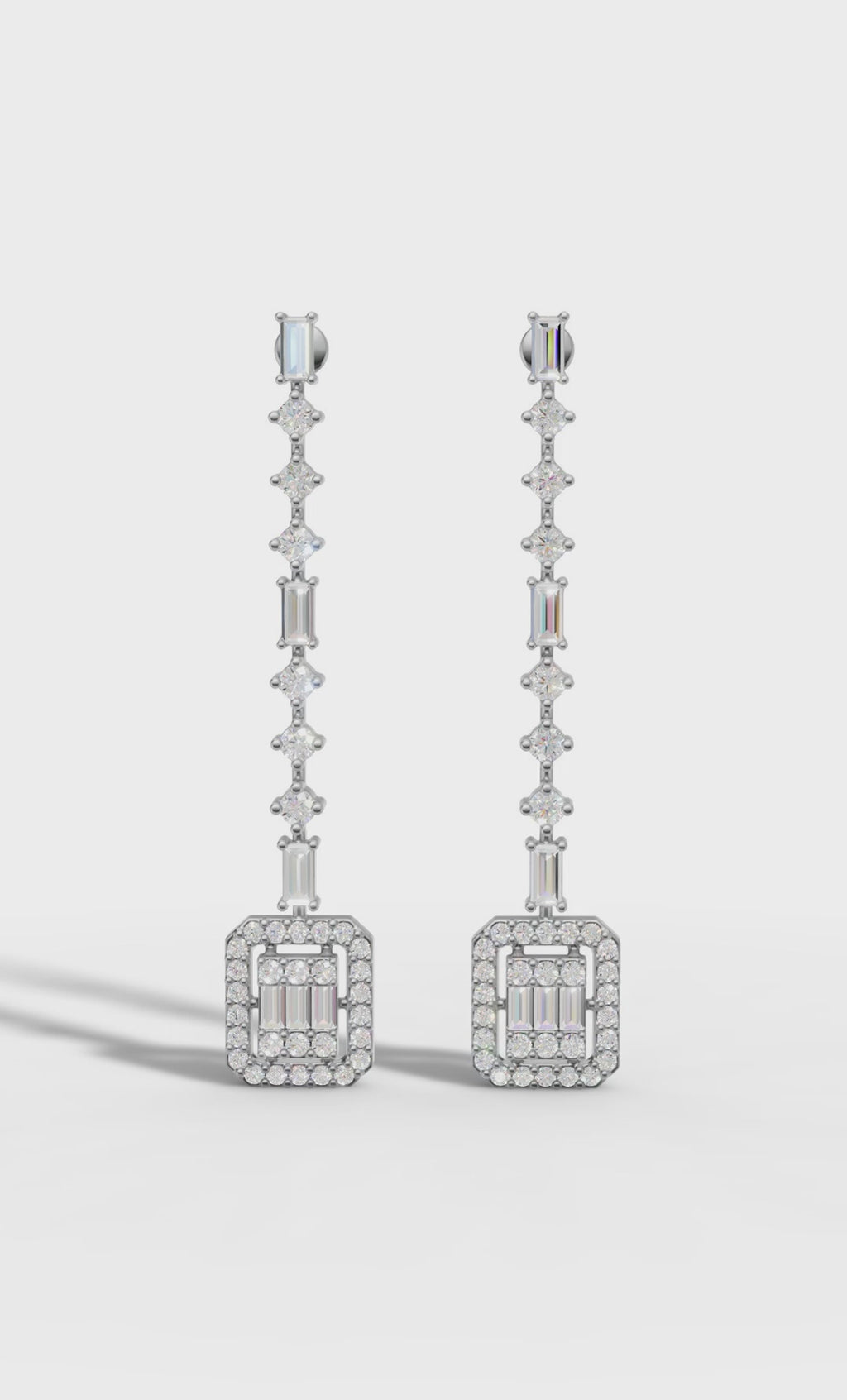 Geometric Diamond Drop Earrings
