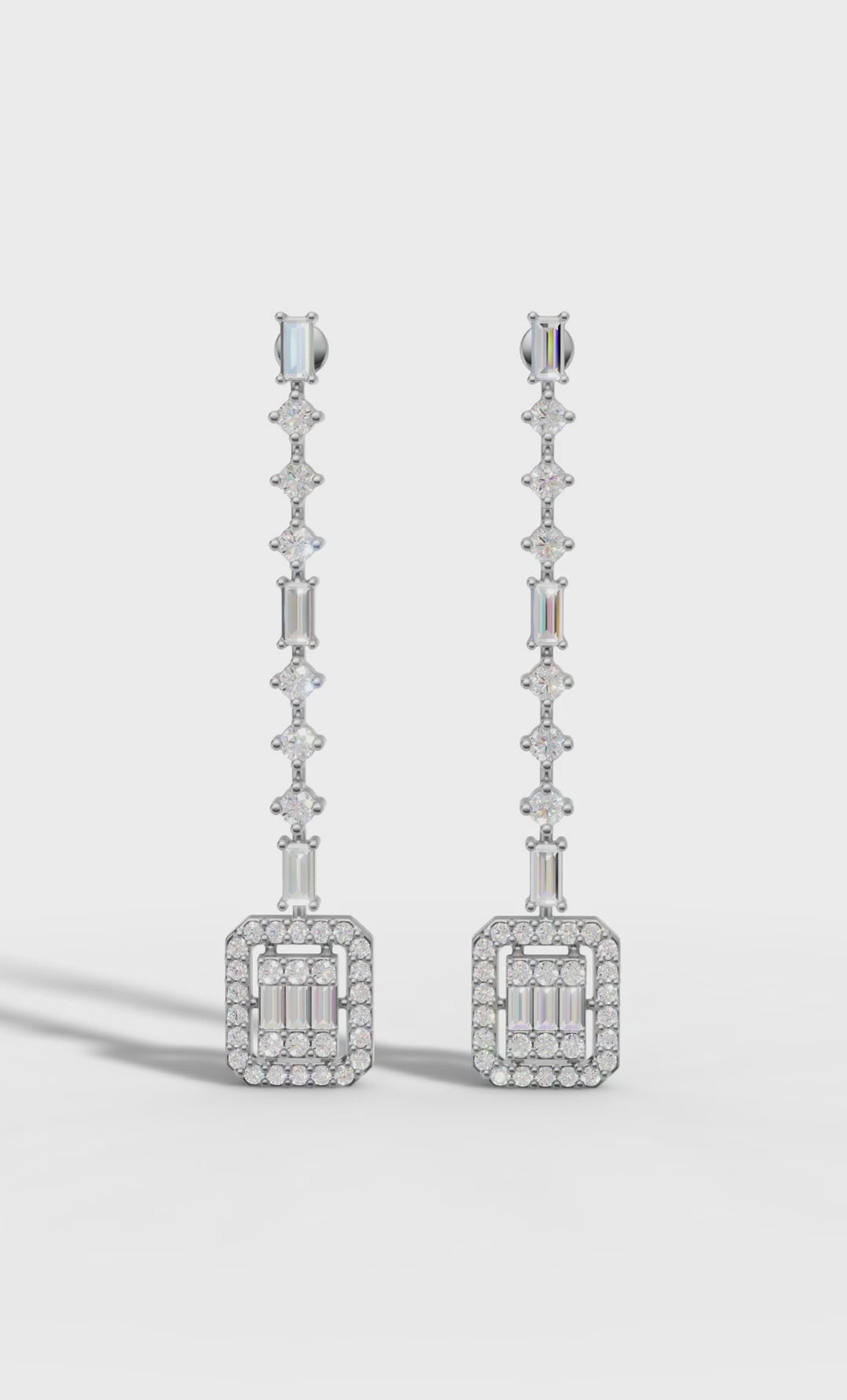 Geometric Diamond Drop Earrings