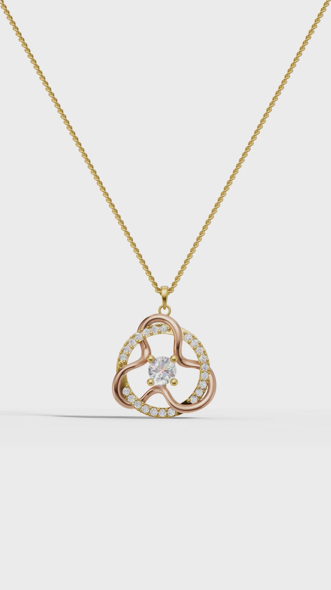 Trefoil Round Diamond Pendant
