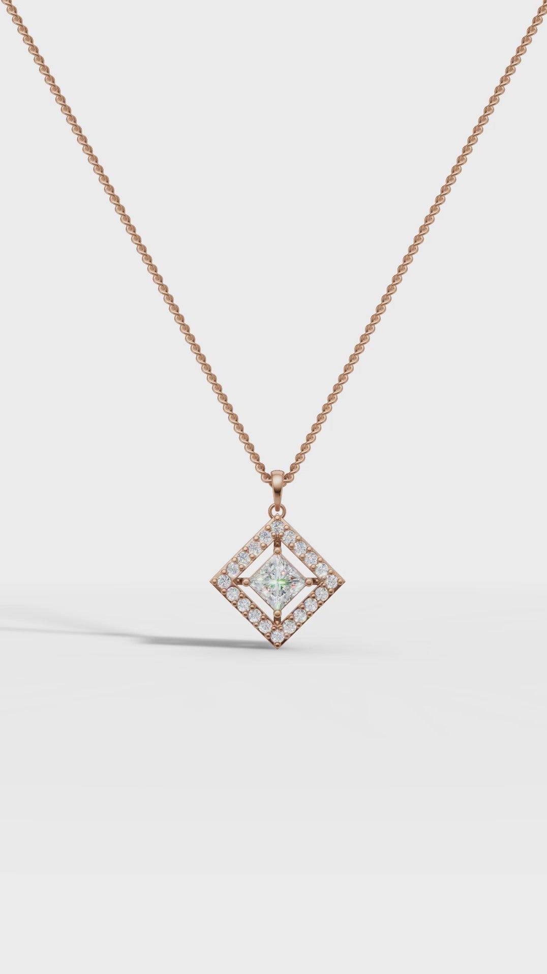 Square Halo princess diamond Pendant