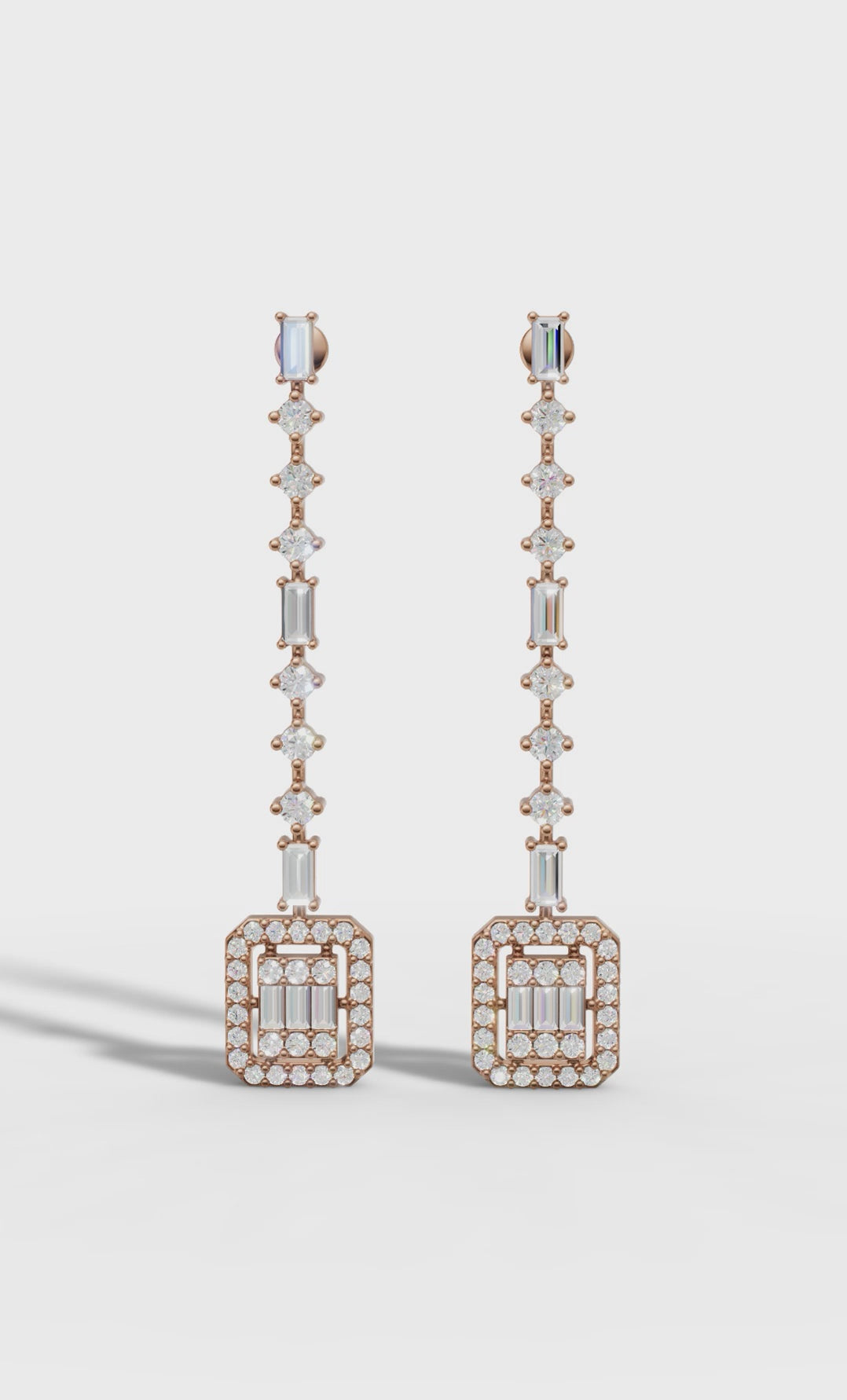 Geometric Diamond Drop Earrings