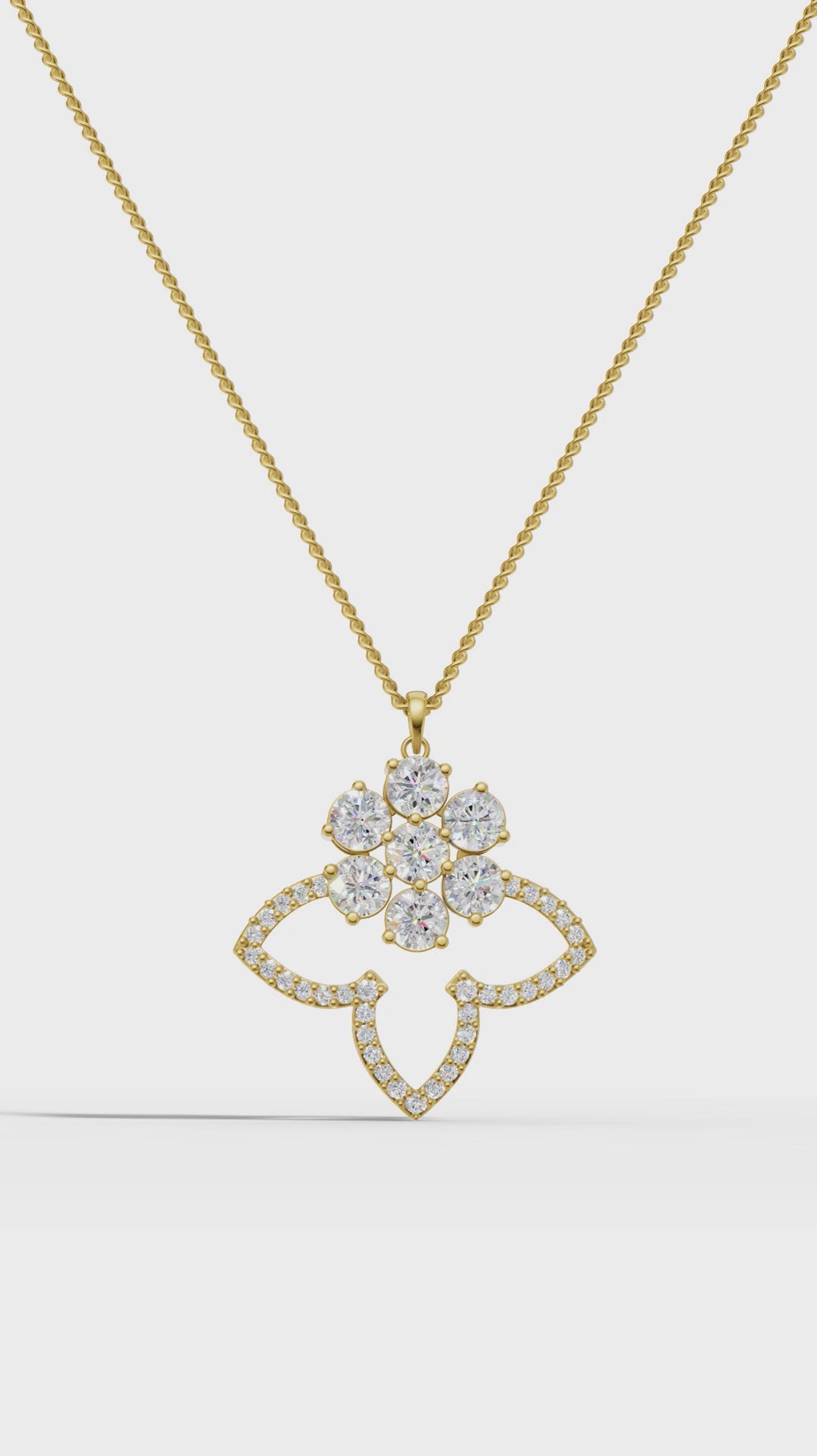 Three Petals Cluster Diamond Floral Pendant
