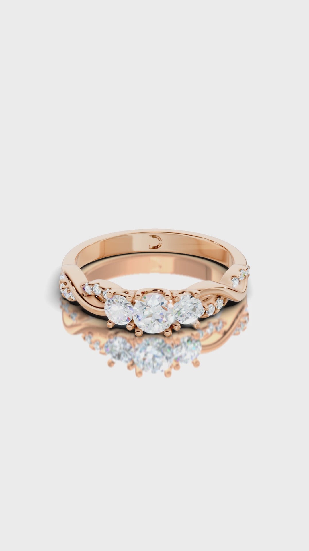 Three Stone Diamond Elegant Engagement Ring