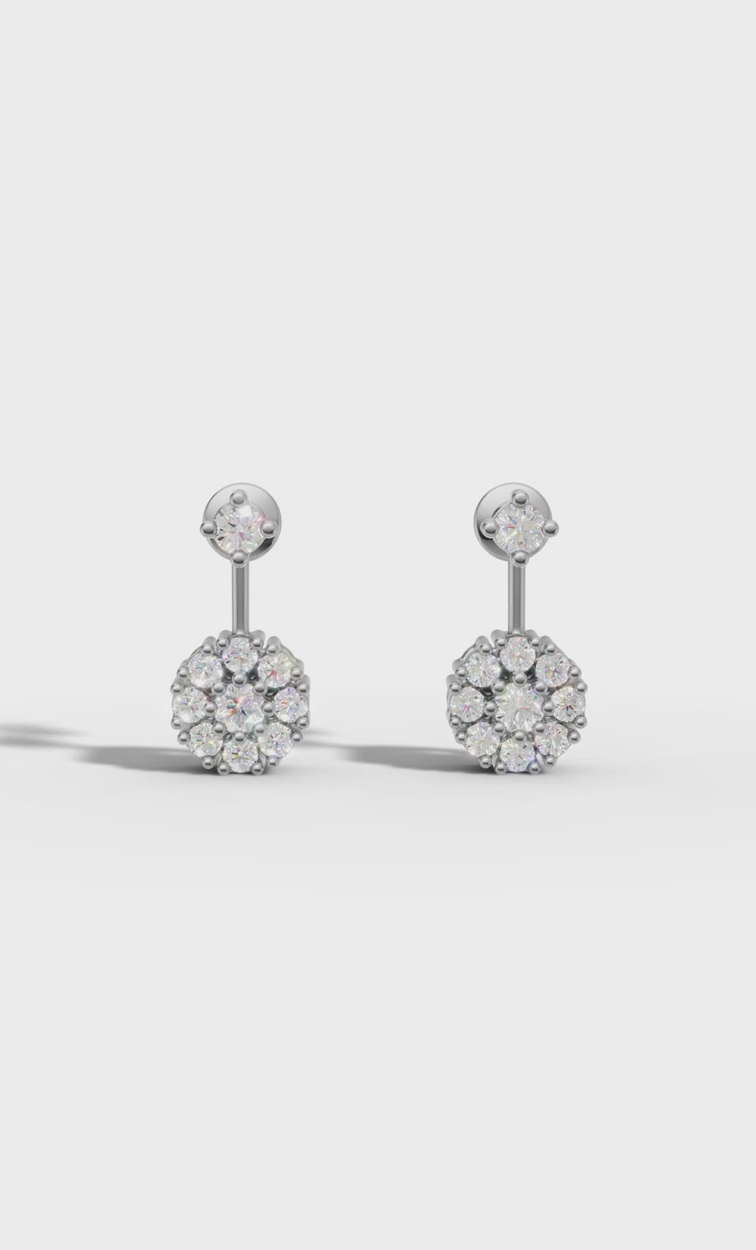 Round Cut Petal Cluster Stud Earrings