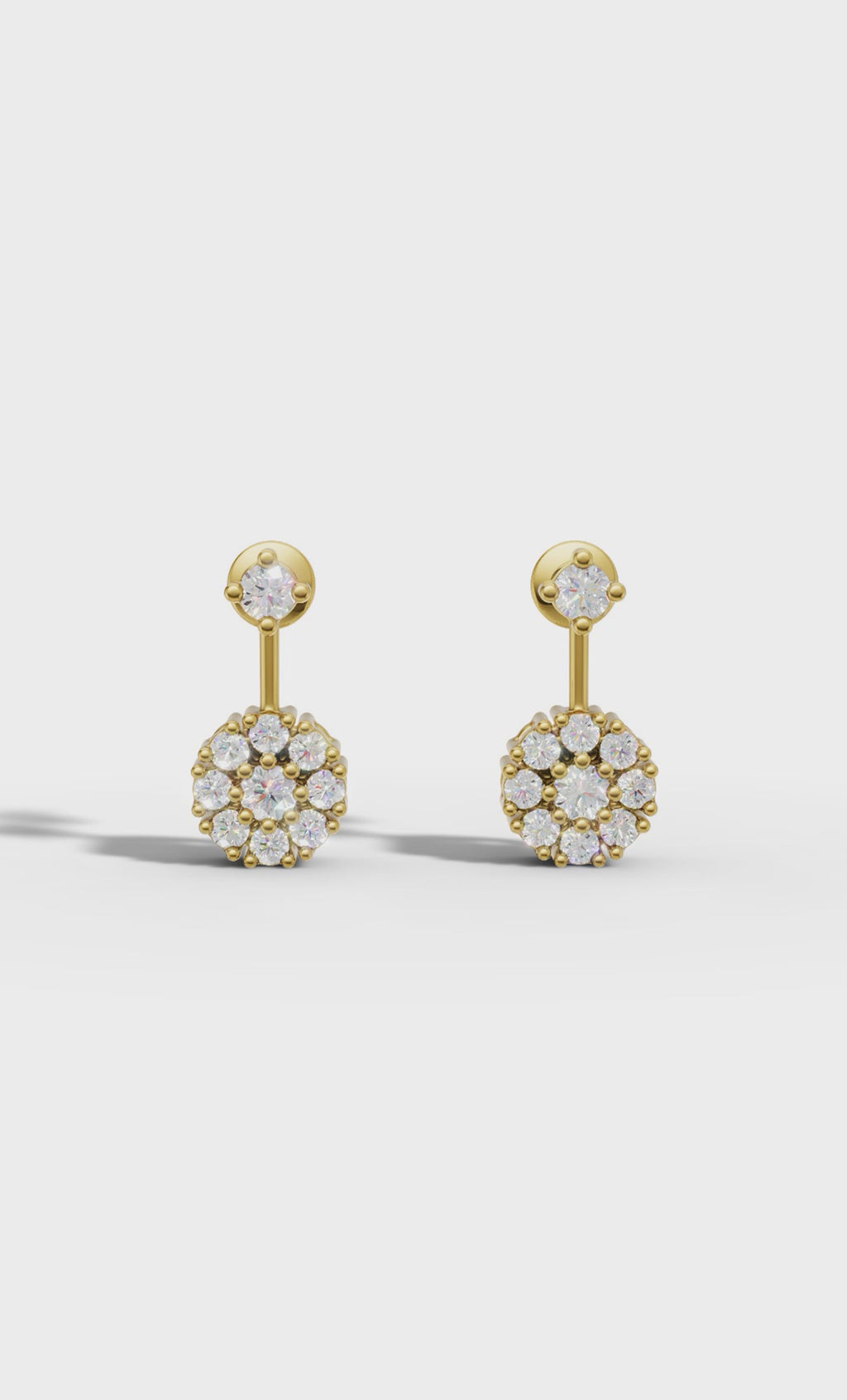 Round Cut Petal Cluster Stud Earrings