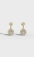 Round Cut Petal Cluster Stud Earrings