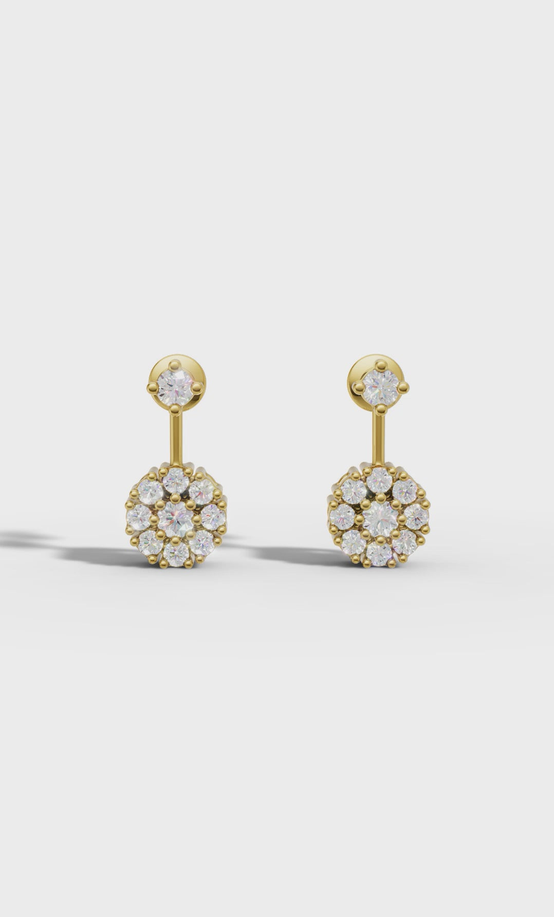 Round Cut Petal Cluster Stud Earrings