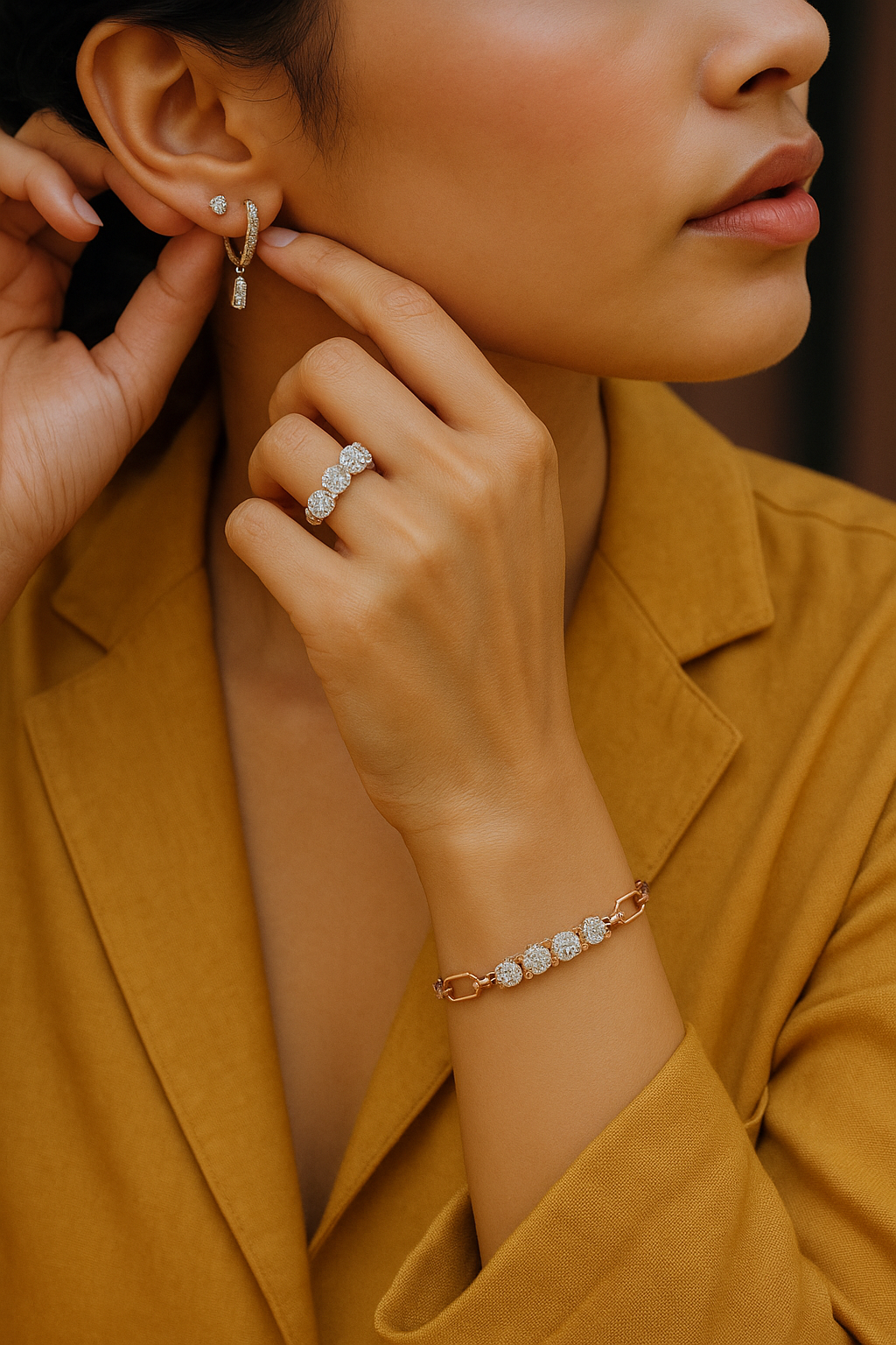 Crystal Grid Diamond Bracelet