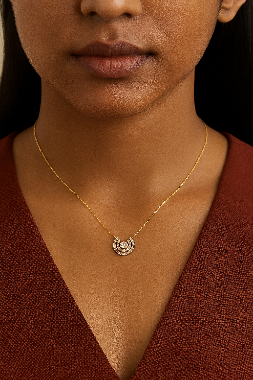 Good luck horseshoe Shape diamond pendant