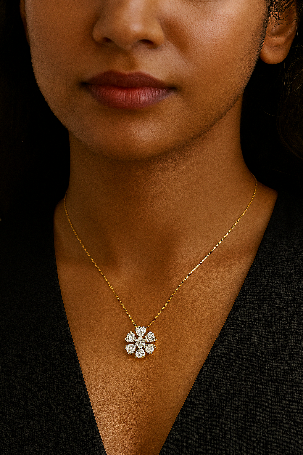 Heart blossom cluster pendant