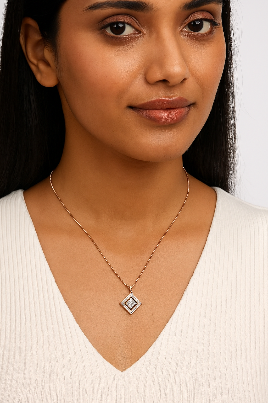 Square Halo princess diamond Pendant