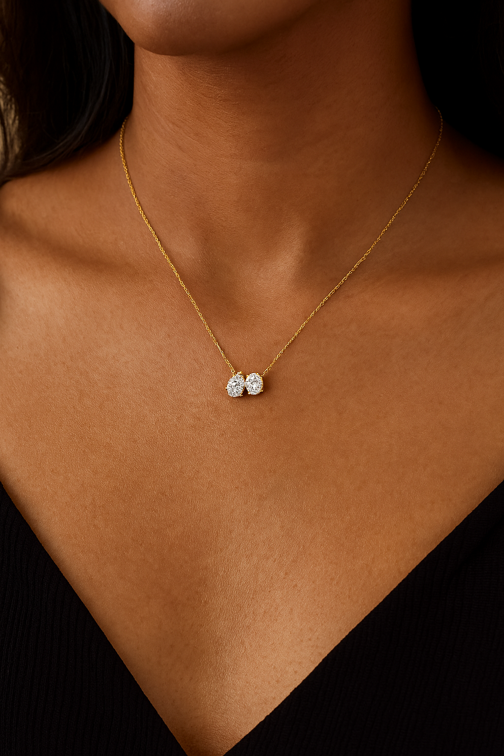 Twin flame oval and pear pendant