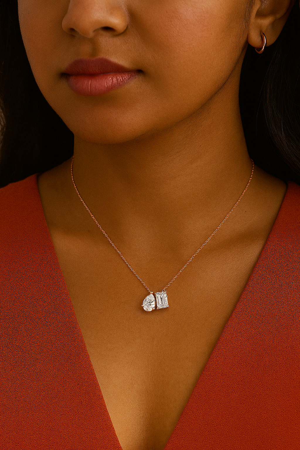 Symphony Emerald And Pear Cut Diamond Pendant