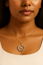 Crescent S Intial Pendant