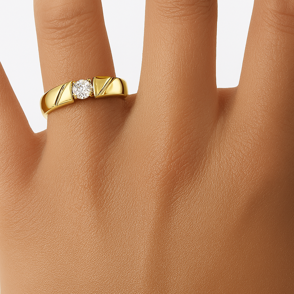 Bezel Set Round Men's Ring