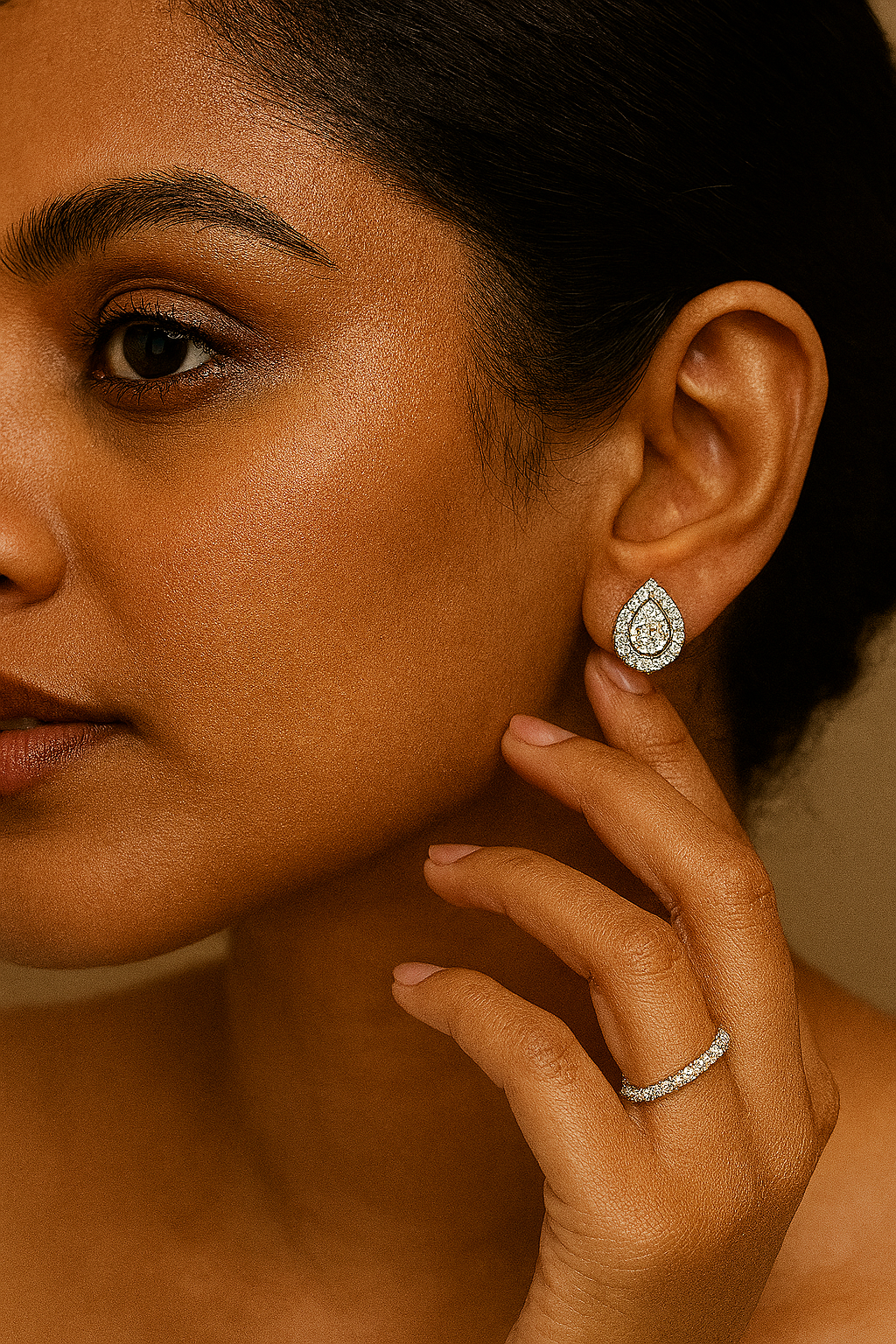 Pear Halo Stud Earrings
