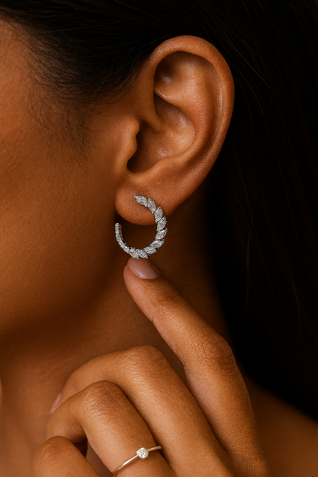 Marquise Diamond C-Hoop Earrings