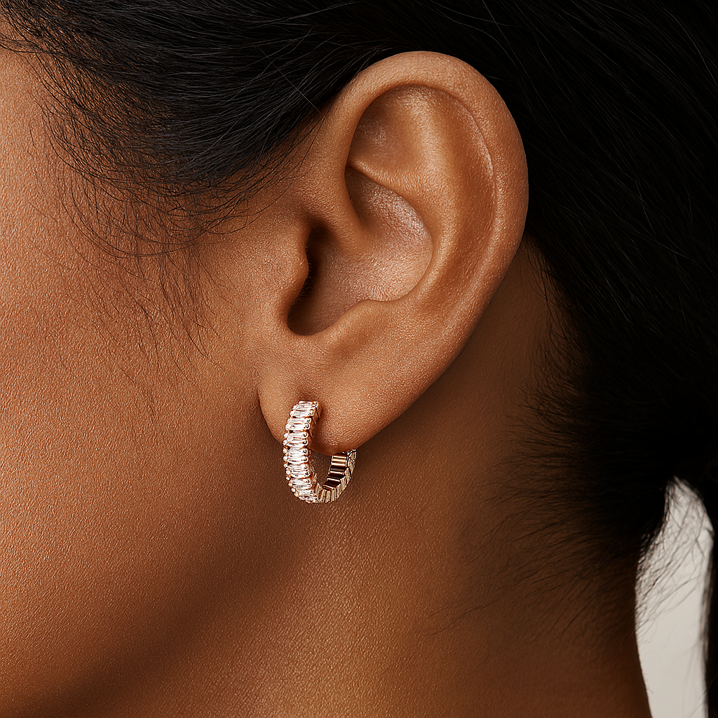 Asymmetrical Radiance Diamond Hoops Earrings