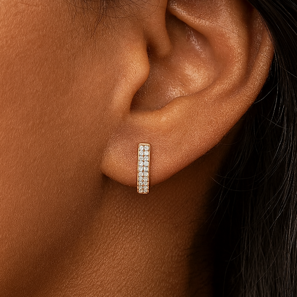 Round Diamond Huggie Hoops
