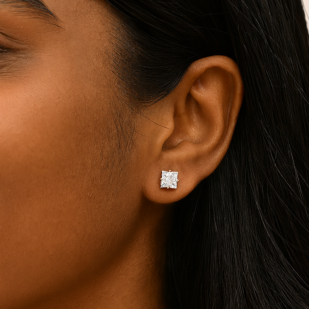 Princess Cut Diamond Stud Earrings