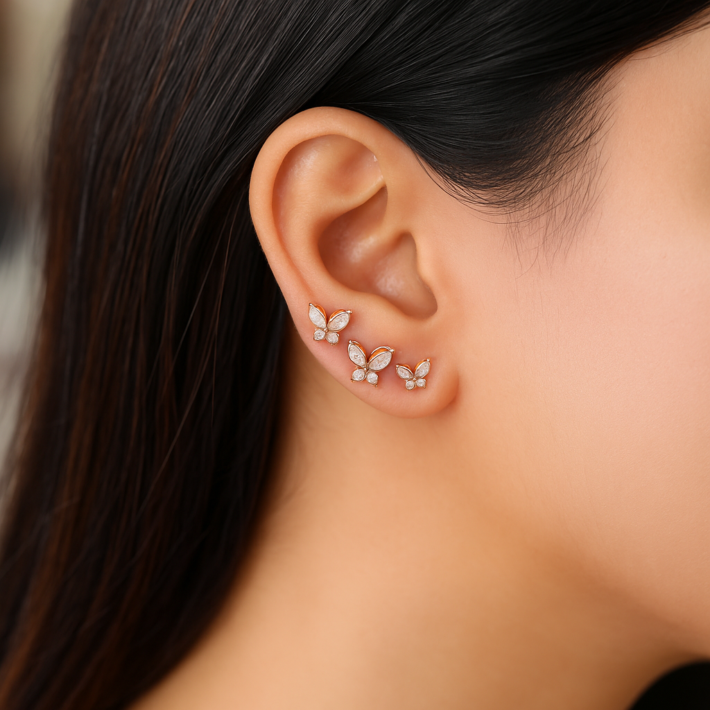 Marquise Diamond Butterfly Piercings Earrings