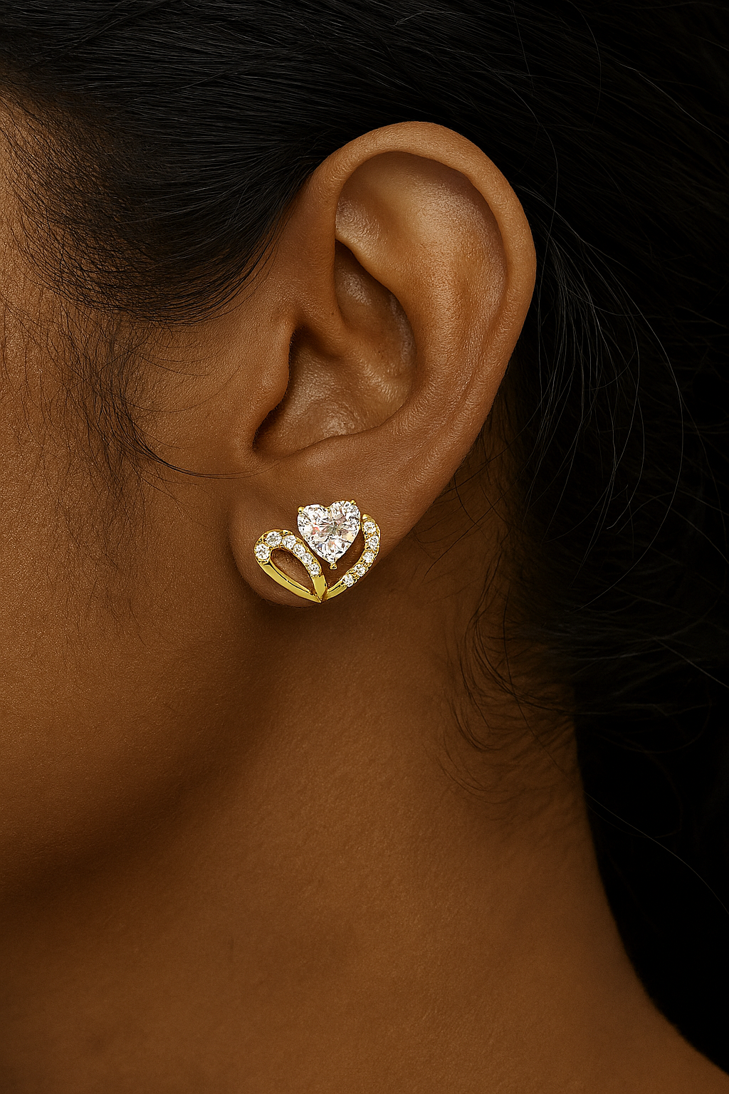 Love's Embrace Diamond Heart Stud Earrings