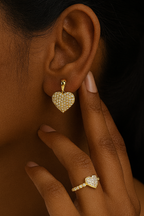 Diamond Heart Drop Earrings