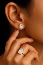 Emerald Cut Diamond Stud Earrings