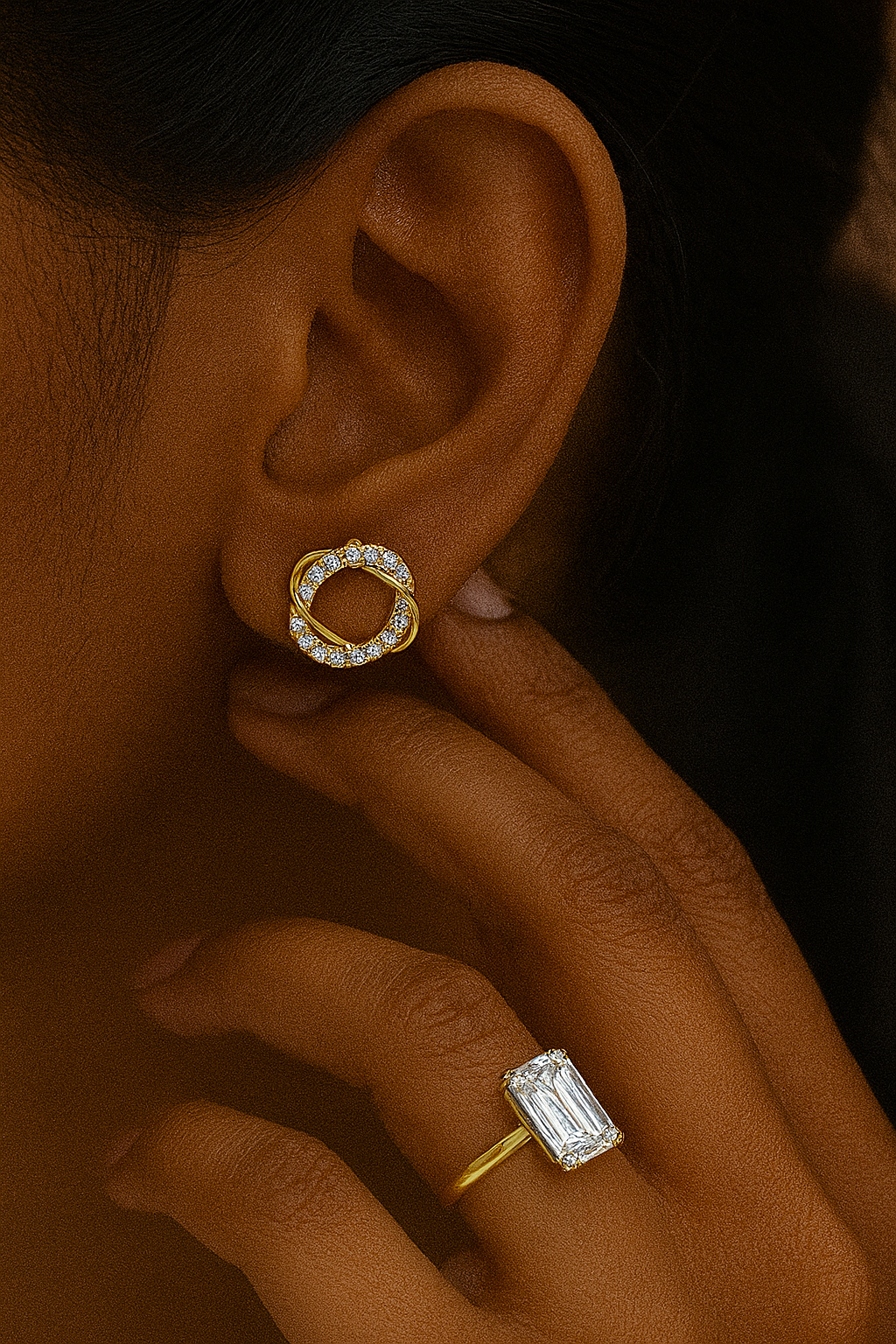 Pave Diamond Knot Stud Earrings