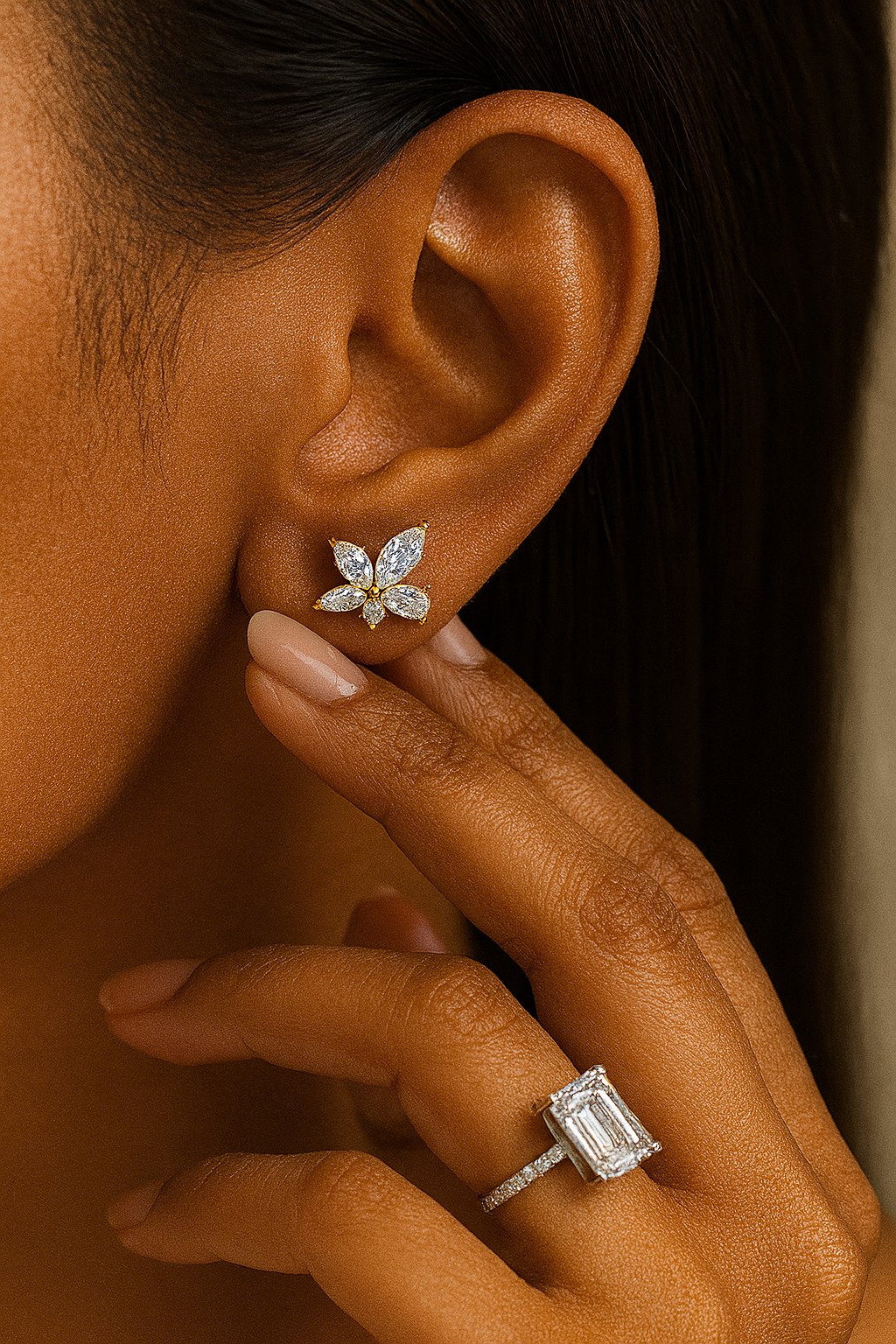 Marquise & Pear Diamond Cluster Earrings