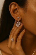 Geometric Drop Diamond Earrings
