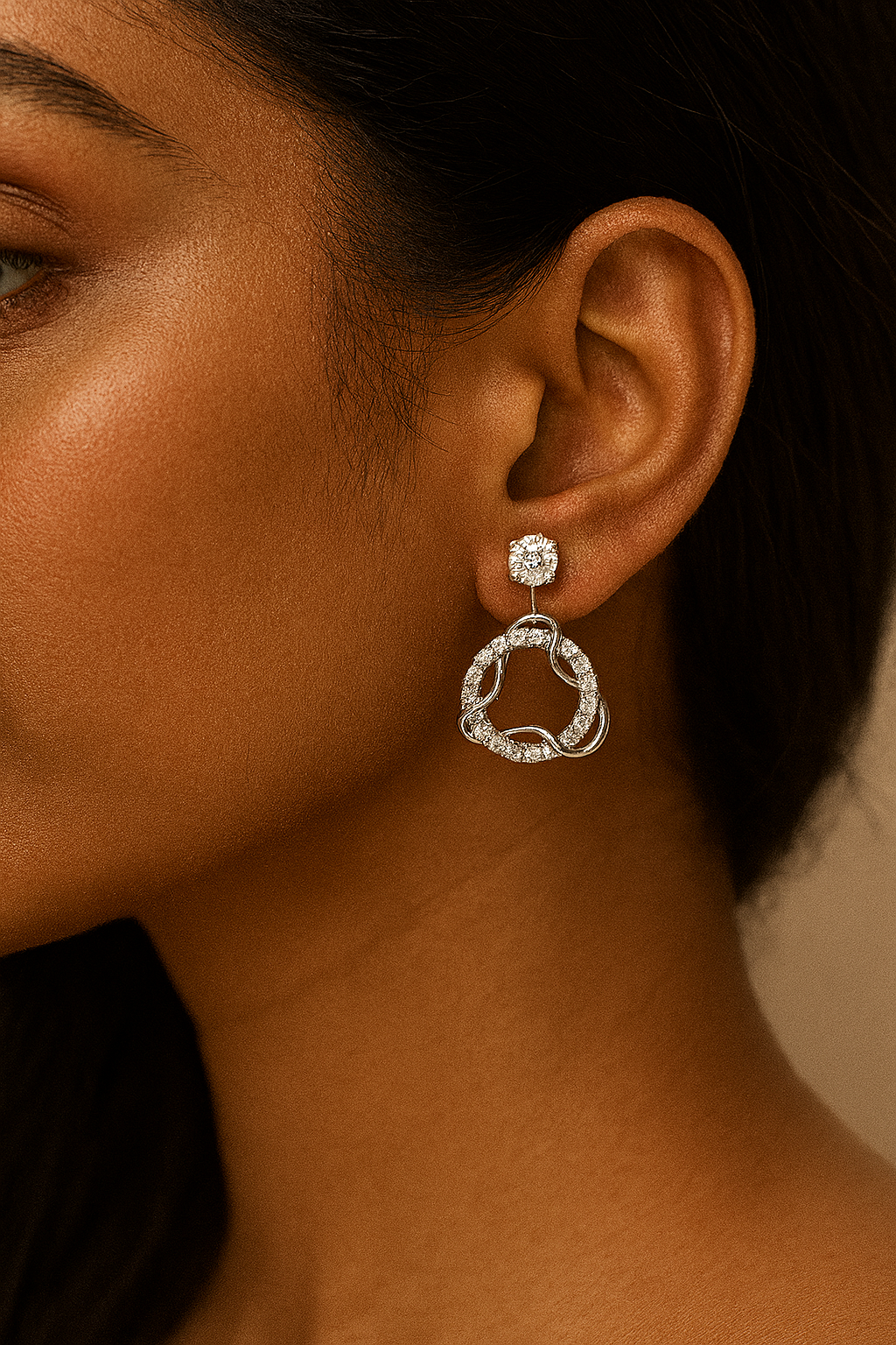Modern Diamond 2 in 1 Earrings