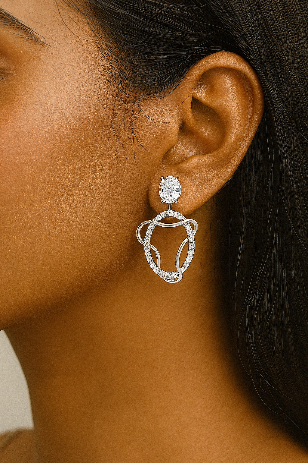 Diamond Swirl Halo Earrings