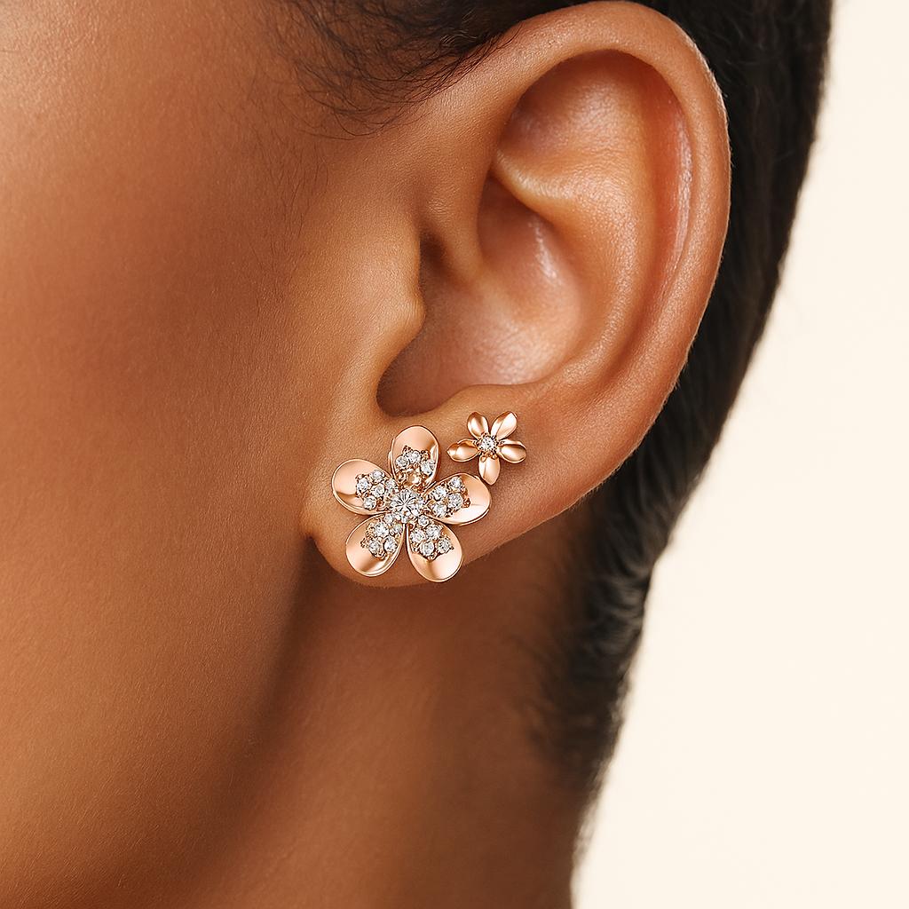 Two-Tier Flower Stud Earrings