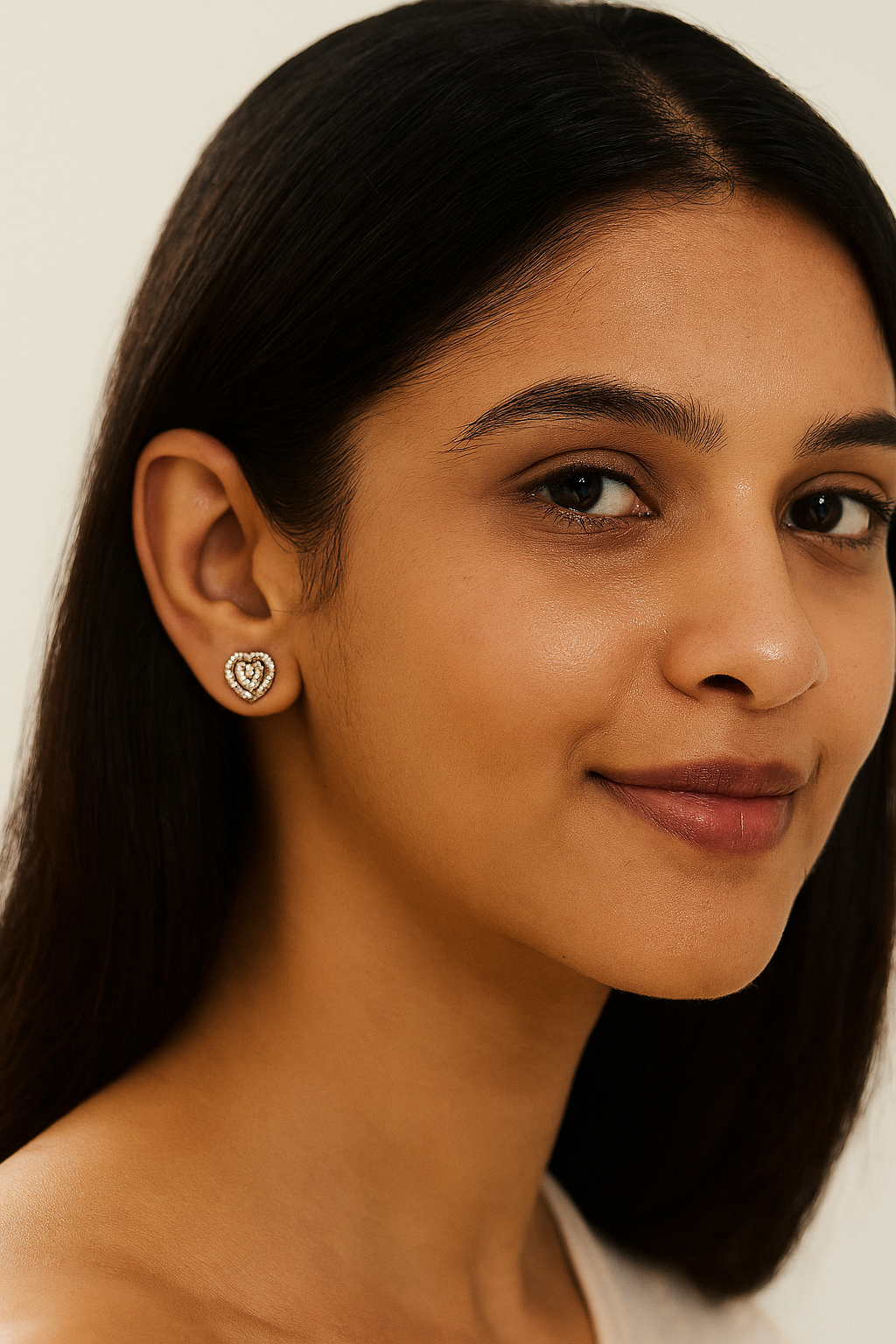 Heart Cut Halo Stud Earrings