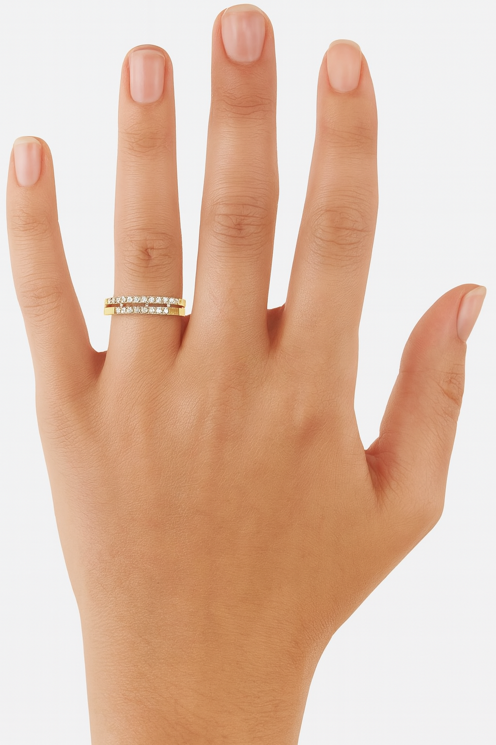 Dual Row Diamond Stacking Ring