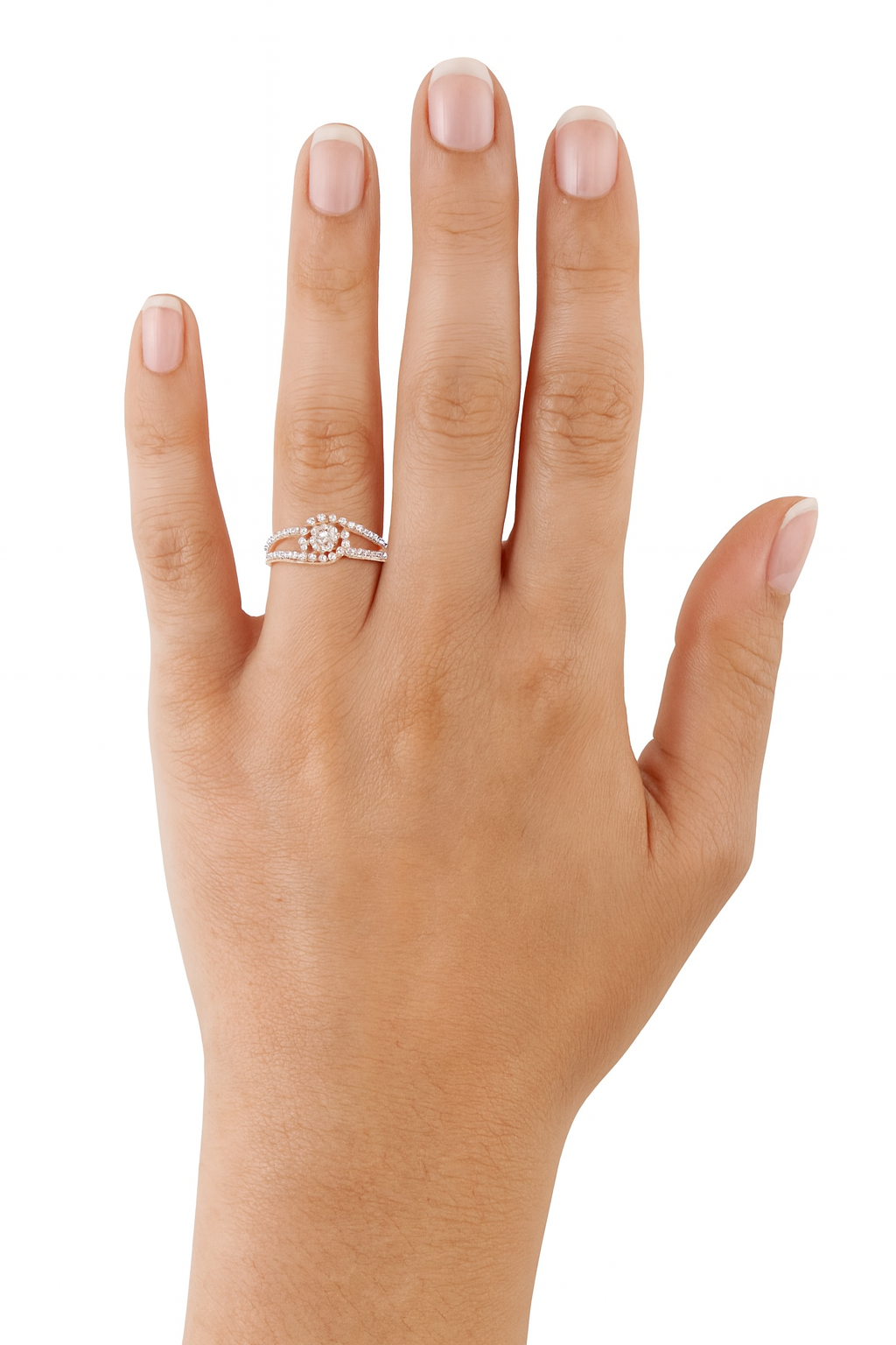 Sparkling Diamond Cluster Ring with Accented Shank