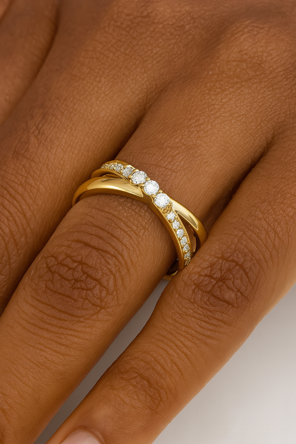 Dual Band Diamond Rose Gold Ring