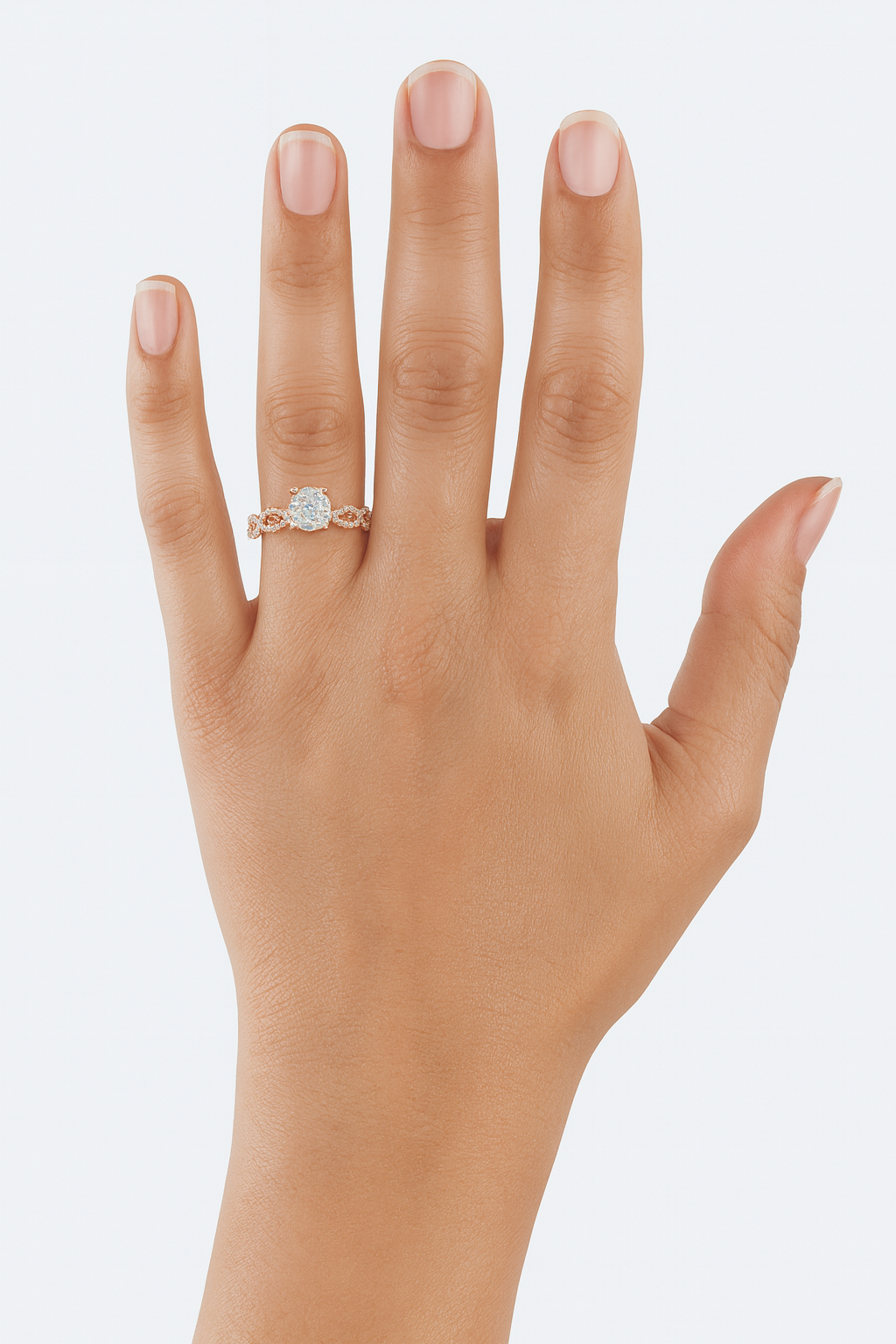 0.45 Round Cut Diamond Pave Twist Engagement Ring