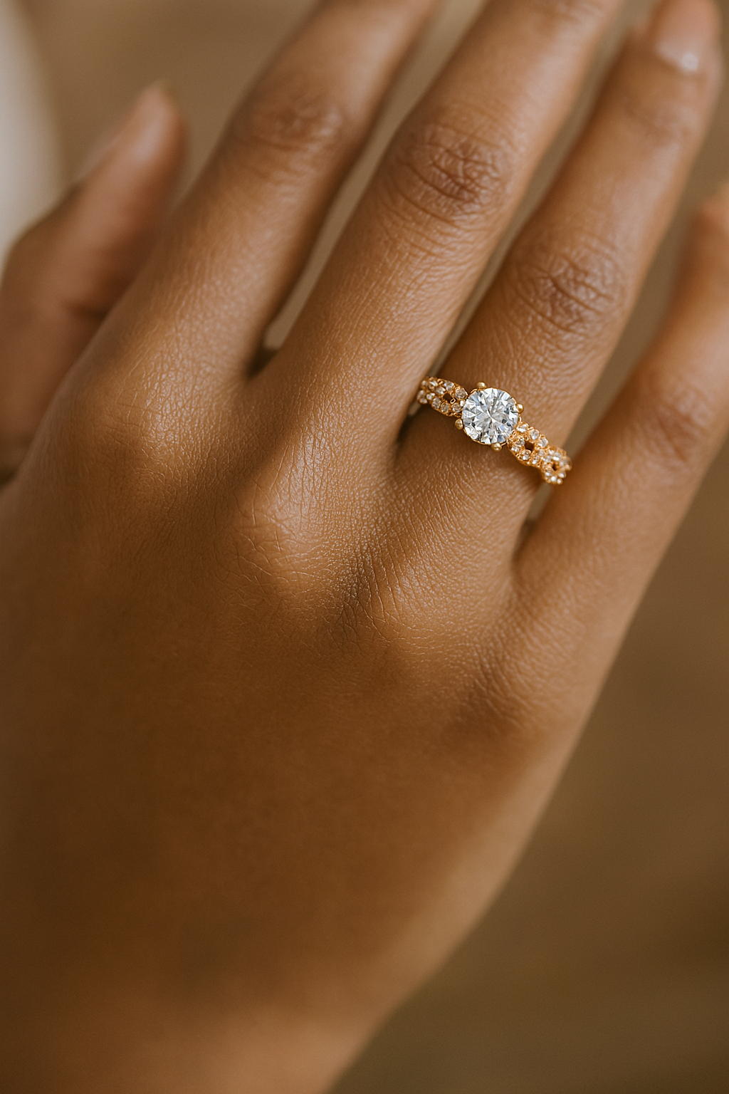 0.45 Round Cut Diamond Pave Twist Engagement Ring