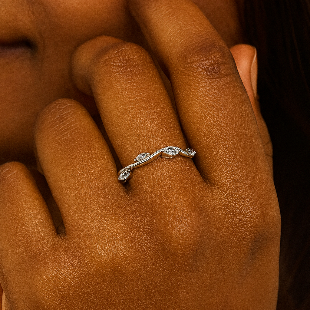 Wave Theme Marquise Diamond Ring