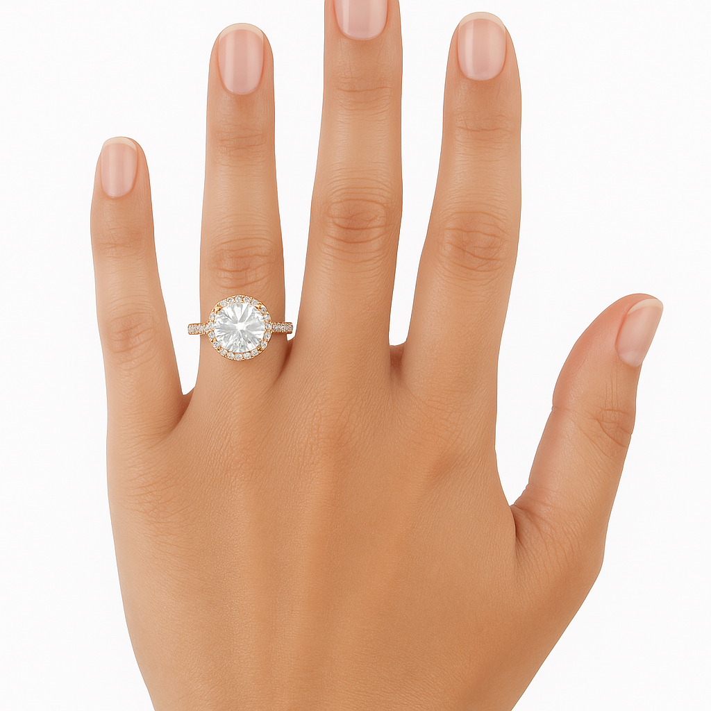 Aura Round Diamond Halo Engagement Ring