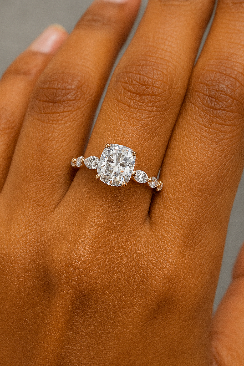 0.85ct Royal Cushion Cut Cascade Ring